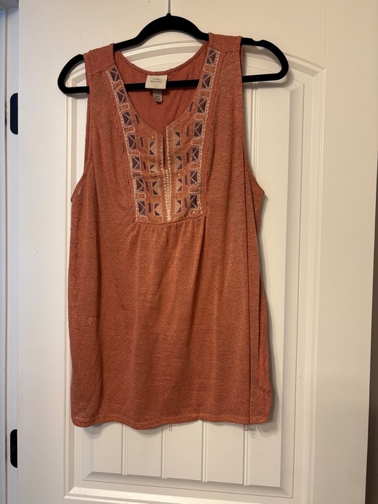 Knox Rose Tops - Knox Rose Rust Embroidered Bib Tank